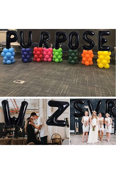 Flippy Metalized Foil Balloon Letter V, Flippy, 40 cm, Helium or Air, Individual Pack, Straw Included, Blac