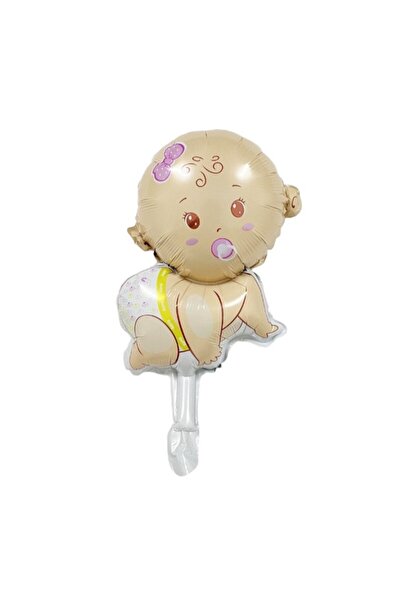 Teo Balon din Folie Metalizata, , Mini Figurina, Model Bebelus Fetita, Tematica Gender Reveal, 45x25 cm