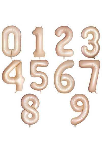 Flippy Metallic Foil Balloon Number 5, 100 cm, Cream, Straw Included