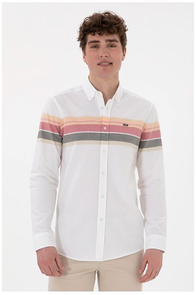 U.S. Polo Assn. Мъжка риза U.S. Polo Assn с яка и копчета, вталена