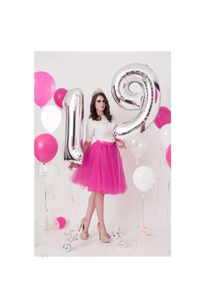 Flippy Metallic Foil Balloon Number Figurine, 100 cm, Silver, Number 9