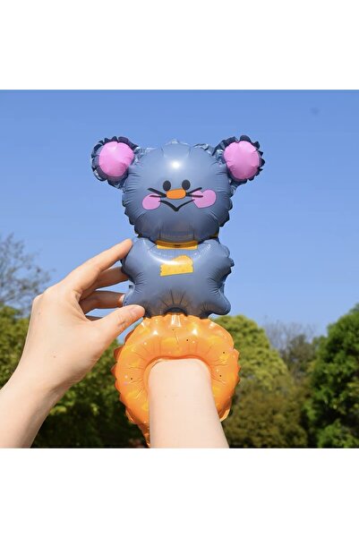 Flippy Metallic Foil Balloon, Flippy, Animal Figurine Bracelet, Mouse Model, Gray