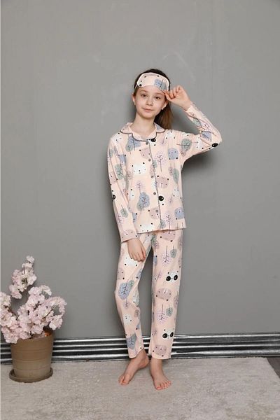 LİLLYPİCCA Set de pijamale cu nasturi pentru fete + bandă pentru ochi inclusă