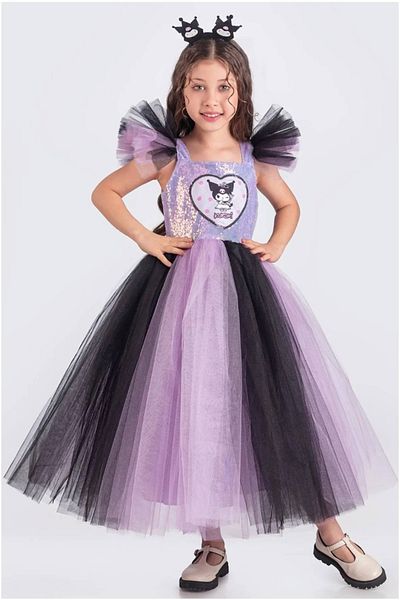 Zey Baby Girl Kuromi Kuromi - Long Tulle Dress Crown Birth and Party Kuromi