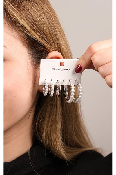 Jack Ferrero Women's Steel 6 Piece Earring Set
