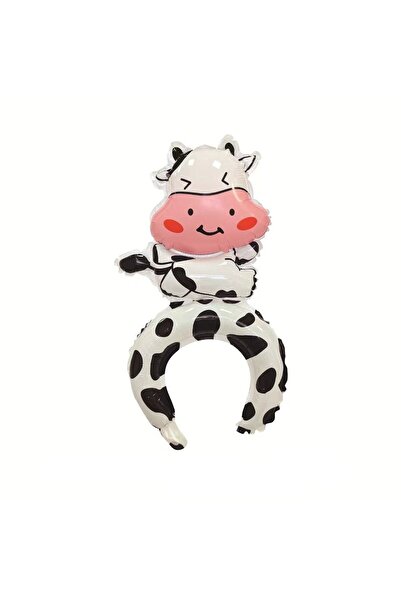 Flippy Metallic Foil Balloon Headband, Cow Crown, 48 x 27 cm, White/Black