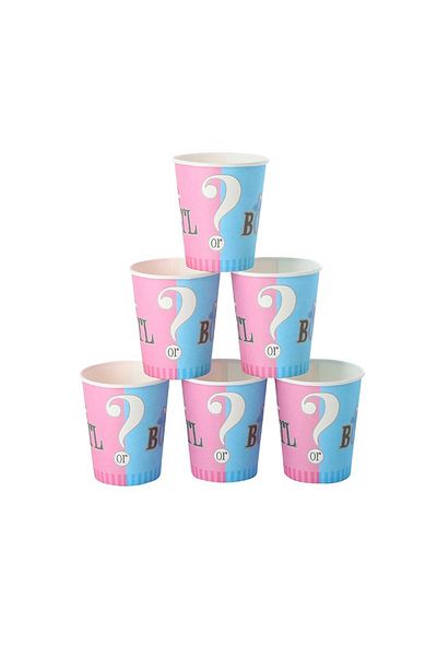 Flippy Set 10 Pahare Gender Reveal, Flippy, Girl or Boy, din Carton, 7 x 5 x 8.5 cm, 250 ml, Roz/Albastru
