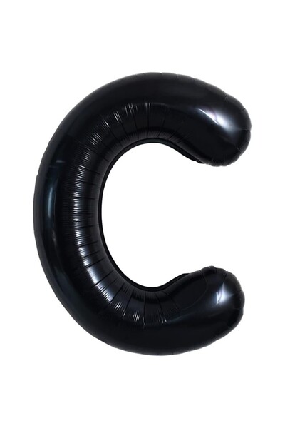 Flippy Balon folie metalică Litera C, 40 cm, negru, heliu sau aer, pai inclus