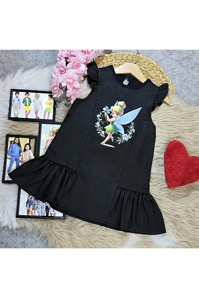 krm kerem bebe Girl's Ruffle Denim Dress