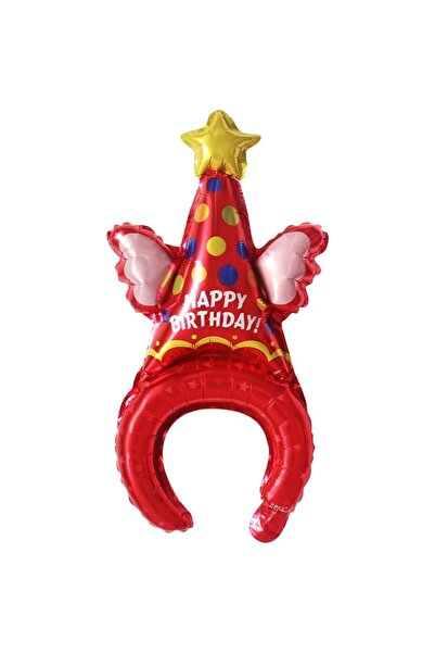 Flippy Bentiță de baloane din folie – Pălărie de petrecere Crown, pachet individual, paie inclusă, 31x50 cm, roșu