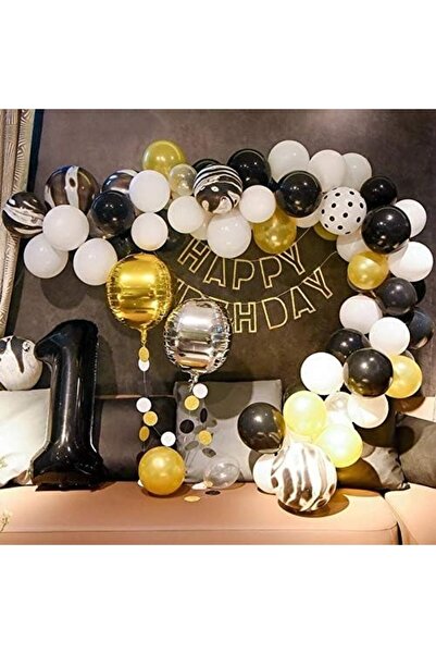 Flippy Metallic Foil Number Balloon 100 cm - Black (Number 1)