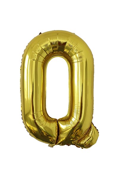 Flippy Balon folie metalică litera Q, 80 cm, auriu, gonflabil cu heliu sau ae...