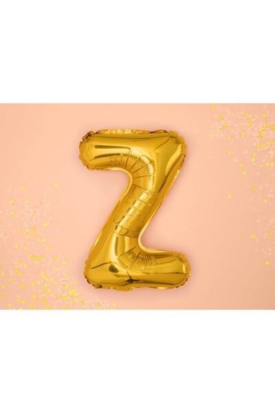 Flippy Metallic Foil Balloon Letter Z, 80 cm, Helium or Air, Individual Pack, Straw Included, Gold