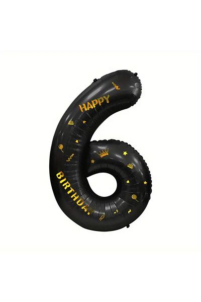 Flippy Balon Flippy, Cifra, Scris La mulți ani, 100 cm, , Negru, Cifra 6
