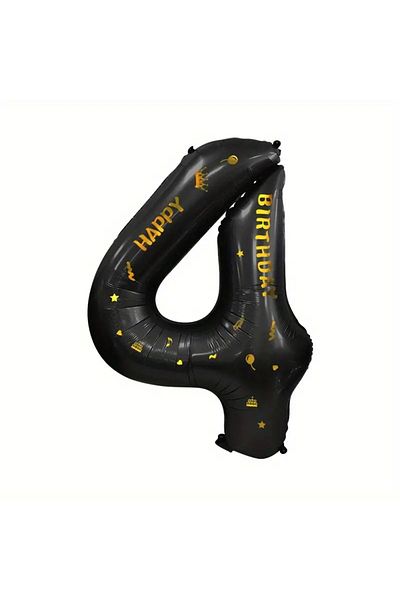 Flippy Balon Flippy, Cifra, Scris La multi ani, 100 cm, , Negru, Cifra 4