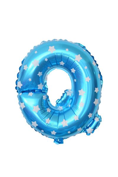 OEM Metallic Foil Balloon Letter Q, 40 cm, With Star Print, Inflated with Helium or Air
