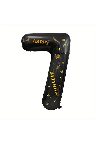 Flippy Balon Flippy, Cifra, Scris La multi ani, 100 cm, , Negru, Cifra 7