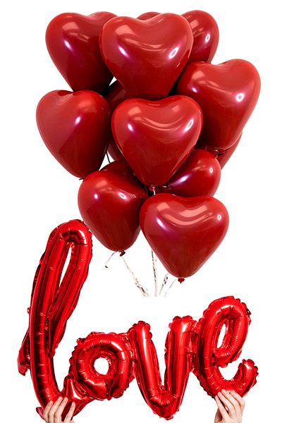 Baloncu Dede Red Heart Latex Balloon 25 Pieces Love Text Helium Compatible Balloon Lover and Special Day Balloon