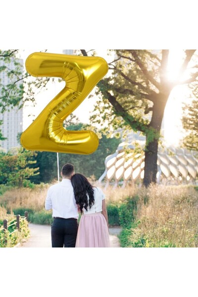 Flippy Metallic Foil Balloon Letter Z, 80 cm, Helium or Air, Individual Pack, Straw Included, Gold