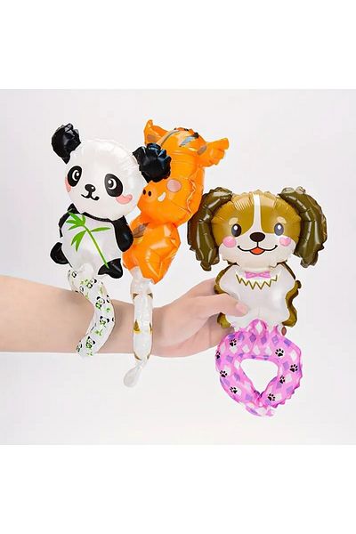 Flippy Balon, , Figurine Animalute, Tip Bratara, Model Girafa, 13 X 35 Cm, , Maro