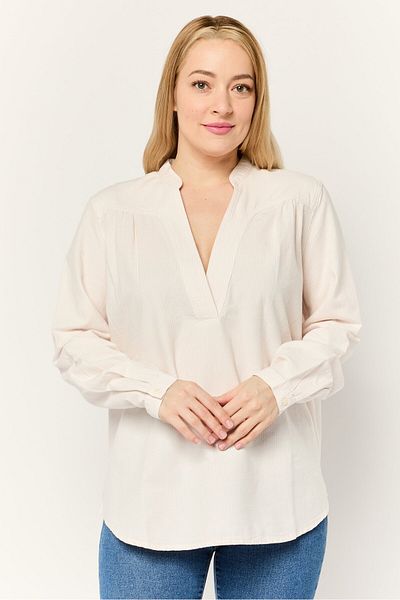 Esprit Women V-Neck Long Sleeves Textured Blouse, Multicolor