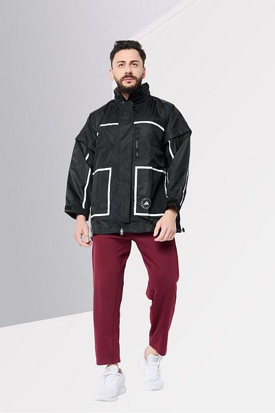 adidas Men Sportswear Fit Long Sleeves Outdoor Windbreaker Jacket, Black