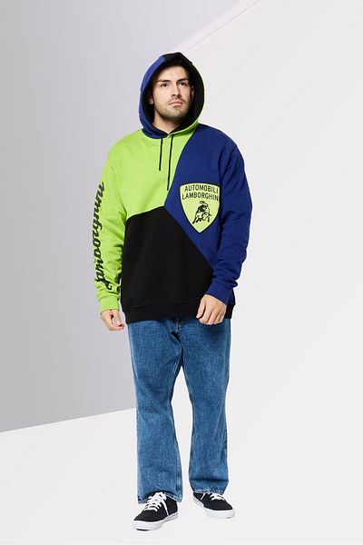 Lamborghini Men Brand Logo Long Sleeves Hoodie Multicolor