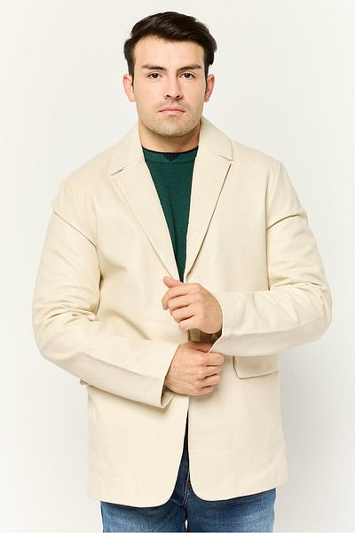 Asos Design Men Regular Fit Plain Semi-formal Blazer, Cream