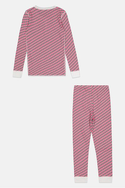 Roller Rabbit Kids Girl Allover Print Pyjama Set, Pink/white