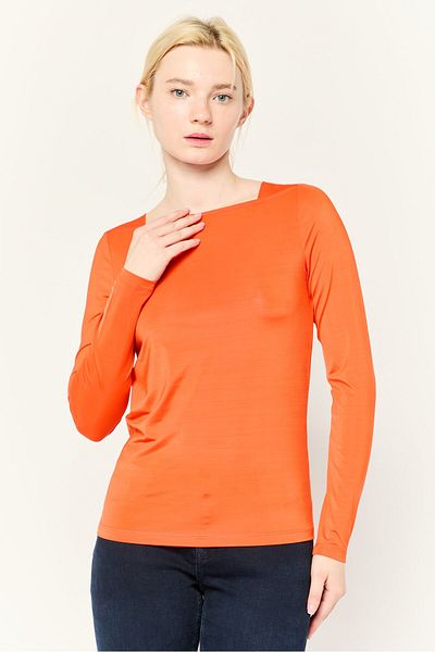 Esprit Women V Neck Solid Long Sleeves Top, Red
