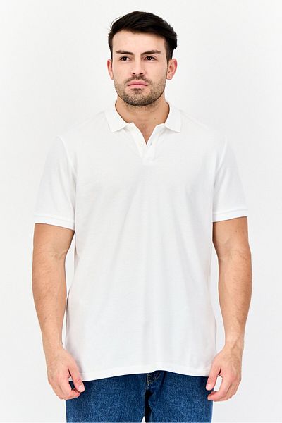 Riders by Lee Men Regular Fit Plain Short Sleeves Polo Shirt, White