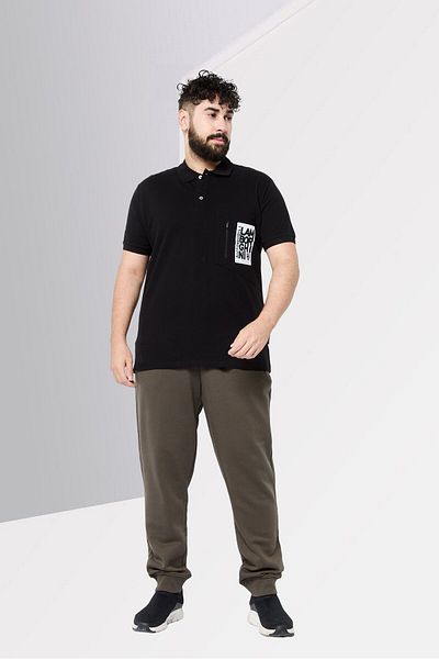 Lamborghini Men Regular Fit Brand Logo Short Sleeves Polo, Black