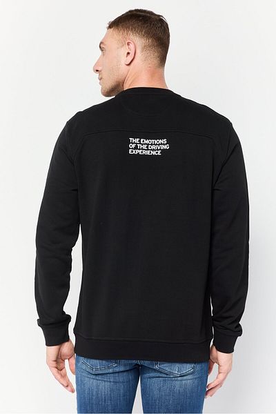 Lamborghini Men Crew Neck Brand Logo Long Sleeves Sweatshirt, Black