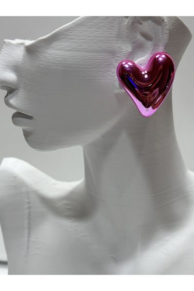 MFM STORE Metallic Color Heart Earrings