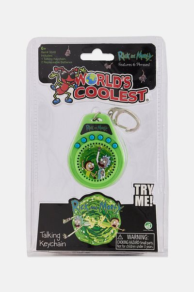 RICK AND MORTY Worlds Coolest Talking Keychain, Green