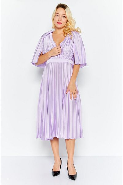 BOOHOO Women Pleated Midi Dress, Lavender