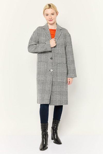 Esprit Women Houndstooth Print Trench Coat, Multicolour