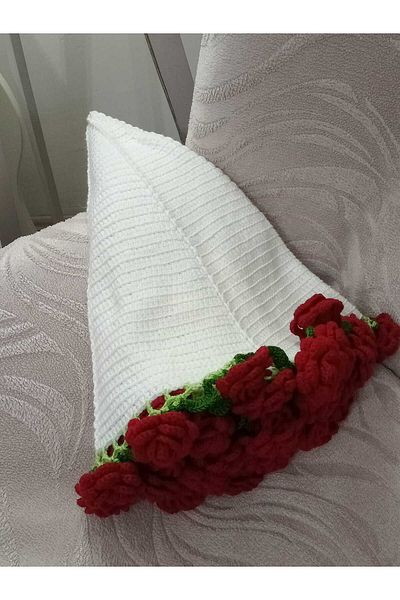 Hira El Sanatları Bouquet Flower Bouquet Blanket - Hand Knitted - Bouquet-Shawl-Rose Rose Motif-Floral Blanket - Magic Shawl