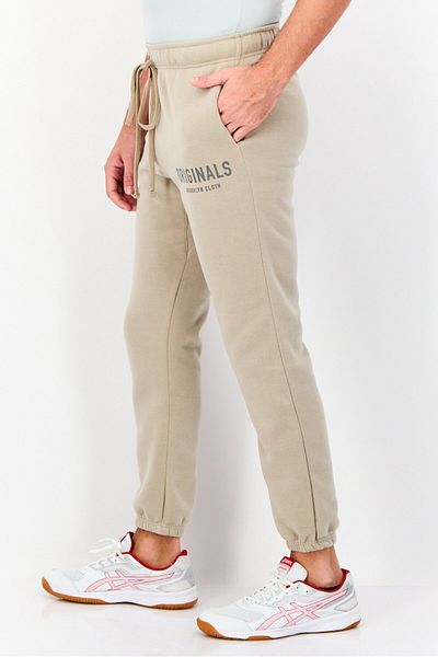 Brooklyn Men Regular Fit Brand Logo Sweatpants, Taupe