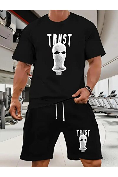 Framgan Set tricou și pantaloni scurți pentru bărbați, cu imprimeu Gangster (...