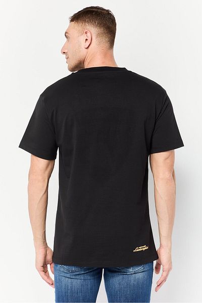 Lamborghini Men Crew Neck Short Sleeves Brand Logo T-Shirt, Black