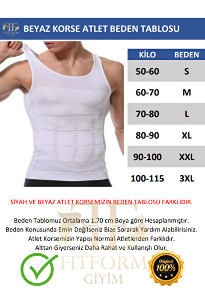 FİTFORMGİYİM Fitform Erkek Atlet Korse Ultra Göğüs Toplayıcı Jinekorse Göbek Toparlayıcı Dik Duruş Korse