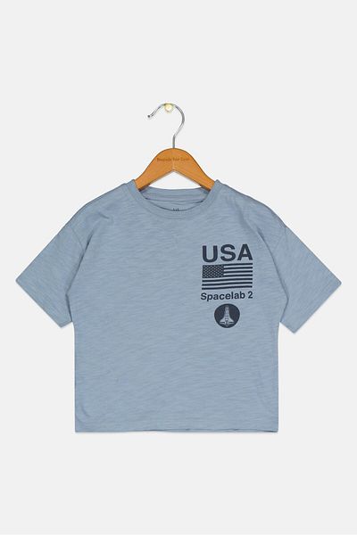 GAP Kids Boy Graphic Print T-Shirt, Slate Blue