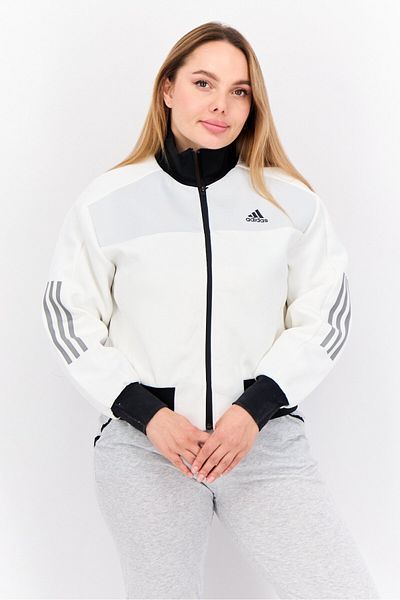adidas Women Sportswear Fit Long Sleeves Outdoor Jacket, White/Black