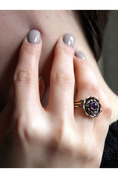 esha الحد الأدنى من الجمشت الطبيعيイヤリング خاتم الخطوبة من الحجر الطبيعي