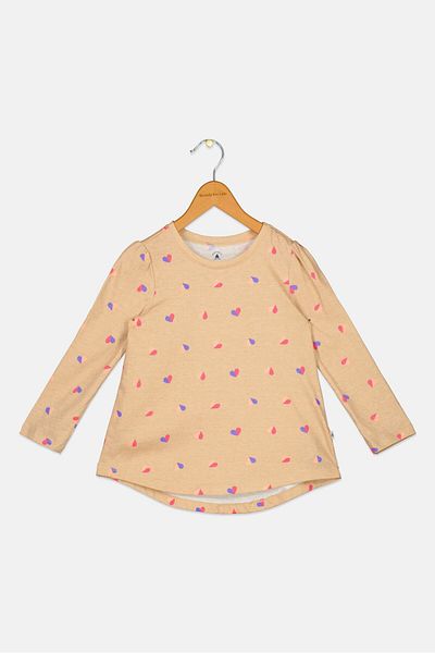 GAP Toddlers Girl Allover Print Top, Tan