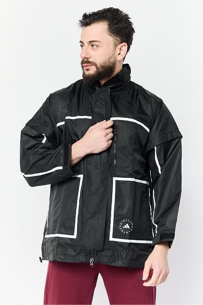 adidas Men Sportswear Fit Long Sleeves Outdoor Windbreaker Jacket, Black