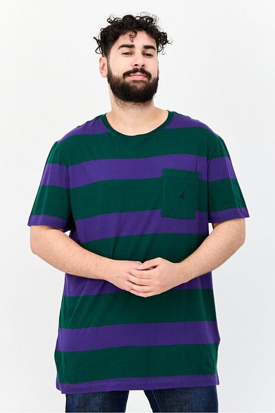 Nautica Men Crew Neck Short Sleeves Striped T-shirt, Multicolor