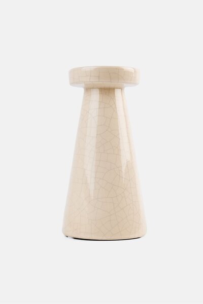 Muy Mucho حامل شموع سيراميك كبير متشقق، كريمي