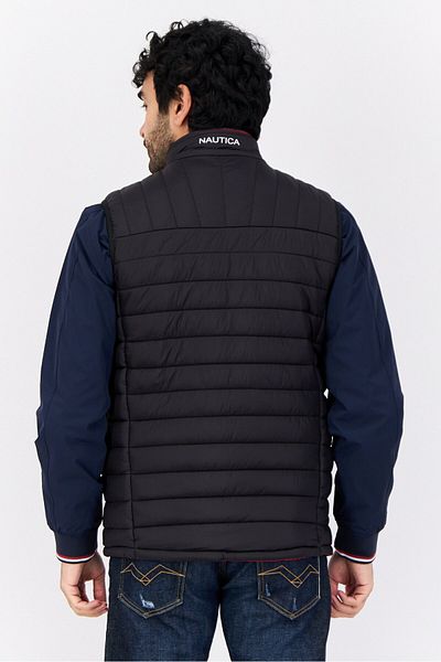 Nautica Men Quilted Reversible Vest Jacket, Black/red